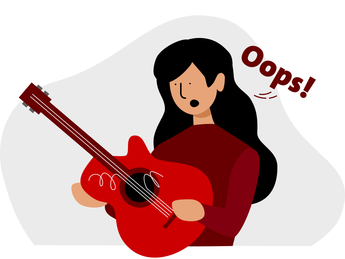 Woman with broken guitar